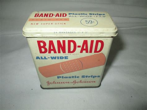 old metal band aid box military|vintage band aid box.